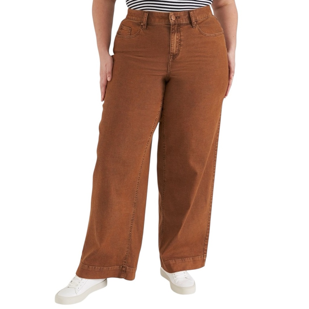 Lane Bryant Signature Fit Wide Leg Jeans Mid Rise Wide Leg in Brown Size 18 NWT